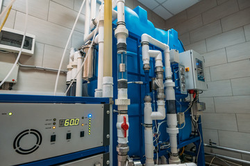 Automated computerized ozone generator machine for ozonation of pure clean drinking water in water...