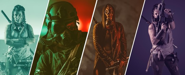 post apocalypse gas mask  collage concept