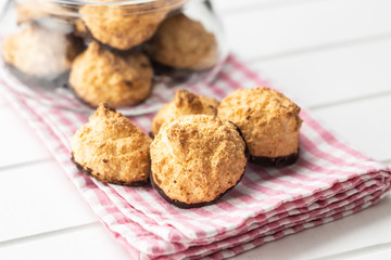 Coconut cookies with chocolate.