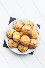 Coconut cookies with chocolate.