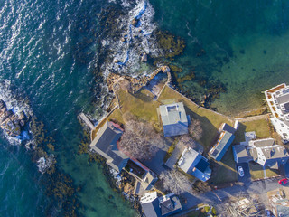 Top view of Gloucester City and Gloucester Harbor, Cape Ann, Massachusetts, USA.