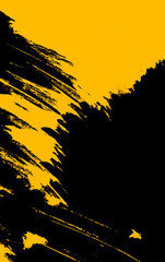 yellow and black paint background texture with brush strokes - 302316664
