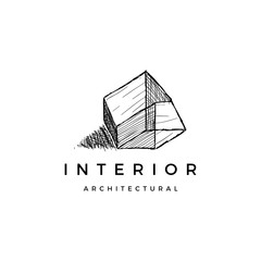 abstract Interior architectural fourth dimension logo vector icon illustration custom drawing logo design