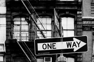 one way signs at a soho intersection in new york, NY, United States
