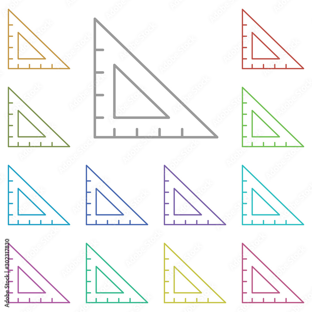 Poster ruler, triangle multi color icon. simple thin line, outline vector of construction tools icons for u
