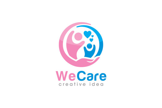 Creative People Care Concept Logo Design Template