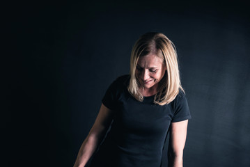 Fitness woman black background