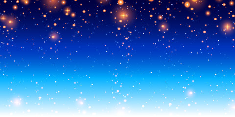 Fototapeta premium Christmas holiday background. Christmas evening. Snowfall .Bokeh, sparkles and snowflakes.Blue night background. Eps 10
