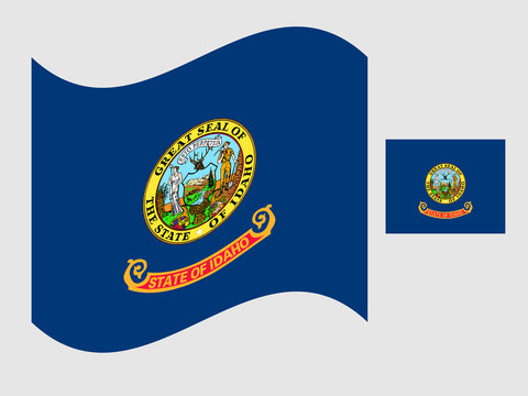 Flag of the US state of Idaho waving vector illustration.