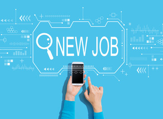 Searching new job theme with person using a white smartphone