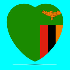 Fototapeta premium Zambia Flag In Heart Shape Vector