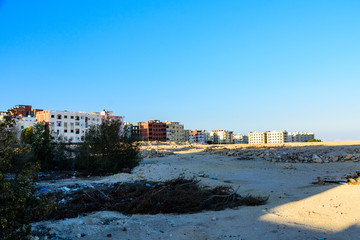 Fototapeta na wymiar View on residential buildings in a Hurghada city, Egypt