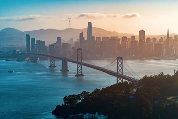 Fotobehang Aerial view of the Bay Bridge in San Francisco, CA © Tierney