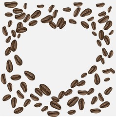 Coffee cafe. Coffee beans in abstract style on white background. Beans vector icon. White background.