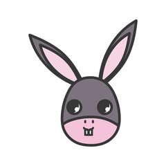 donkey head animal cartoon icon on white background