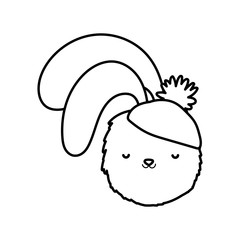 cute rabbit head with hat merry christmas thick line