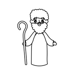 joseph character manger nativity, merry christmas thick line