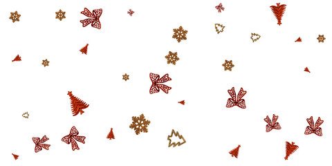Christmas Background Silver. Gold Christmas decoration isolated on white. New Year celebration pattern. Banner mock up for display of product or design content