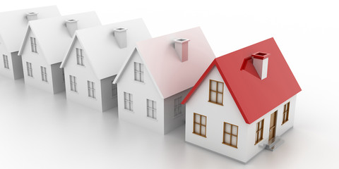 House choice and real estate concepts, original 3d rendering