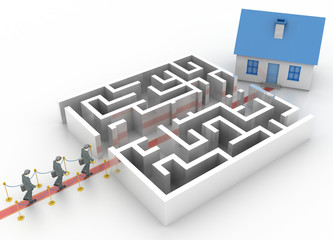 Maze concept, choices and challenge theme; original 3d rendering illustration