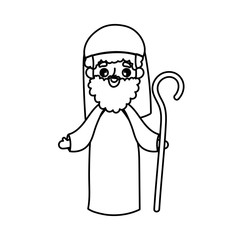 joseph character manger nativity, merry christmas thick line