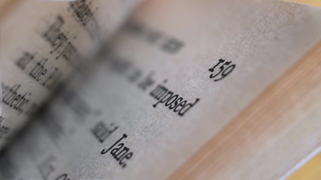 Flicking Through Old Book Page Numbers Close-up