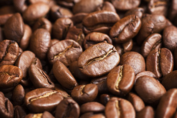 Detail of quality roasted coffee beans