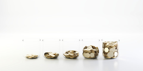 Infinite golden coins, business and savings concepts, original 3d rendering