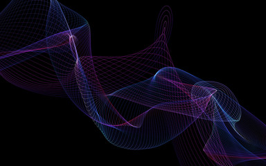 Dark abstract background with a glowing abstract waves