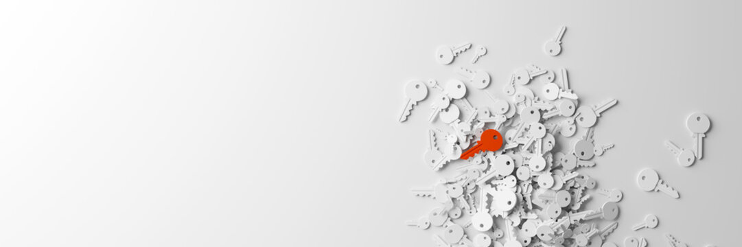 Infinite keys, metaphor of ideas, solutions  and risk management; original 3d rendering