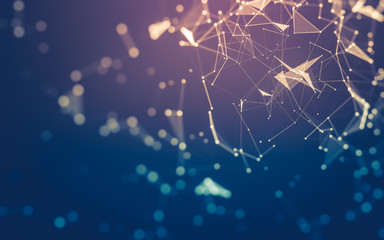 Abstract background. Molecules technology with polygonal shapes, connecting dots and lines....