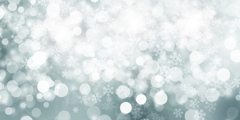 white snow blur abstract background. Bokeh Christmas blurred beautiful shiny Christmas lights