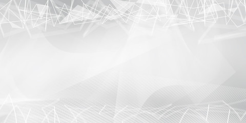 Gray halftone pattern with white line motion and network connection backdrop wallpaper. Clean Grey geometric background.