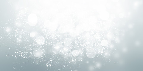 Fototapeta premium white and gray Christmas light with snowflake bokeh background, Winter backdrop wallpaper.