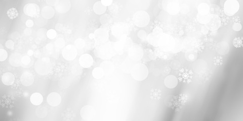 white and gray Christmas light with snowflake bokeh background, Winter backdrop wallpaper.