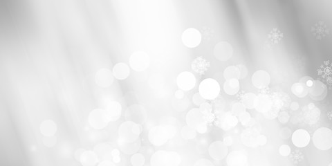 white and gray Christmas light with snowflake bokeh background, Winter backdrop wallpaper.