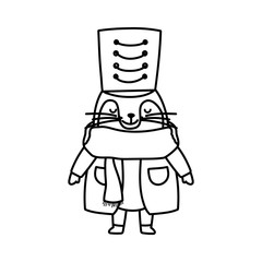 merry christmas celebration cute monk seal wearing sweater and hat thick line