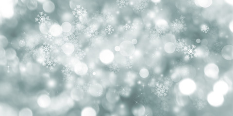 white and gray Christmas light with snowflake bokeh background, Winter backdrop wallpaper.