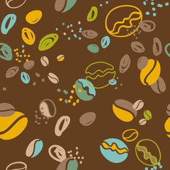 pattern with coffee beans multicolored