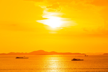 Beautiful landscape of sea ocean around Pattaya city in Thailand at sunset time