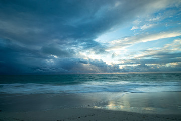 Storm coming at sunrise Isla Blanca Cancún Mexico