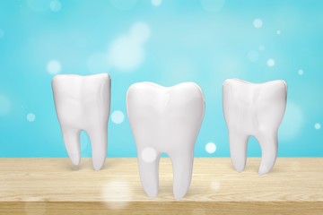 Dentist mirror tooth on wooden table