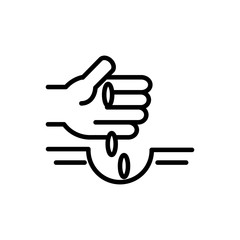 hand with seeds planting rural agriculture thick line