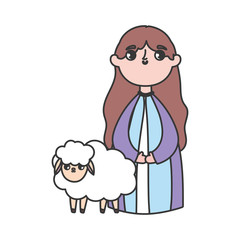 mary and sheep manger nativity, merry christmas