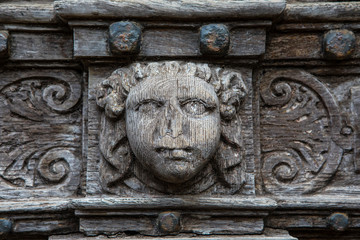 Wooden Carving in Cathedral Close in Exeter