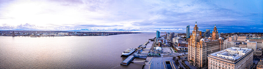 Aerial view of Royal Liver Building, England