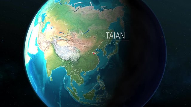 China - Taian - Zooming from space to earth