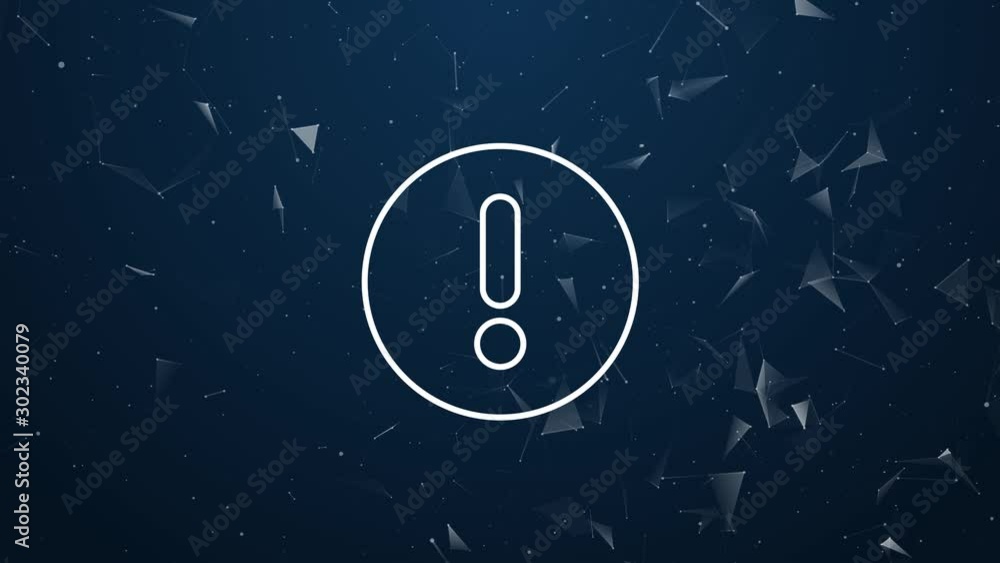 Poster explosive introduction of alert symbol concept. polygonal animation, 4k composition and explosion of