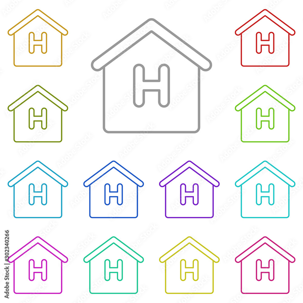 Poster home, hotel multi color icon. simple thin line, outline vector of hotel service icons for ui and ux,