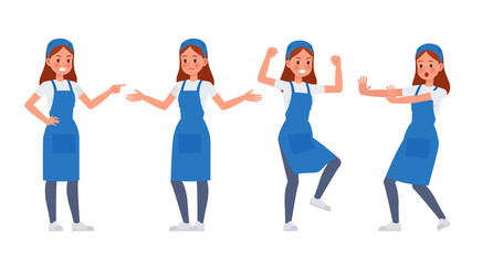 Naklejka premium Cleaning staff character vector design no11